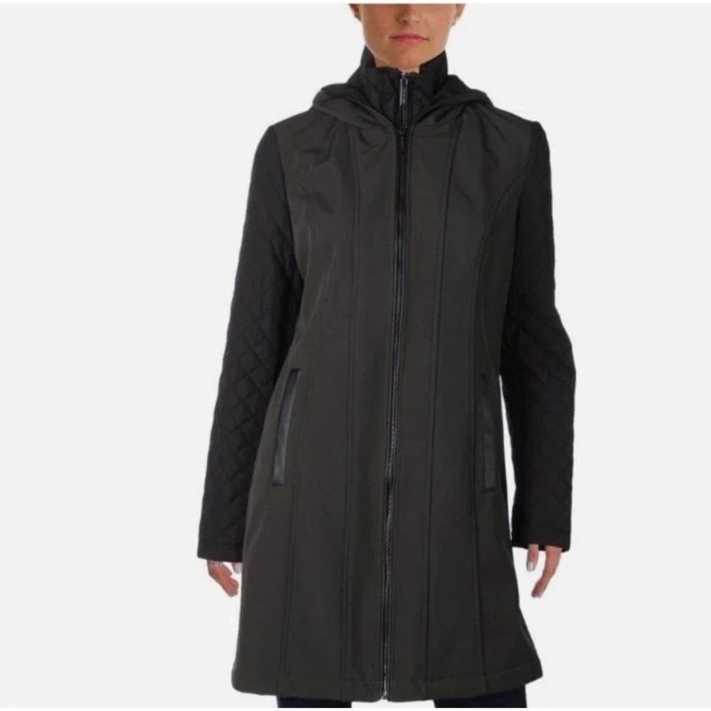 Michael Kors long coat jacket waterproof quilted sleeve hooded